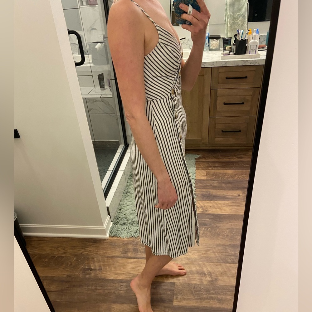 Abercrombie & Fitch Black and White Linen Blend Midi Sundress - Picture 9 of 13